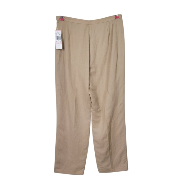 Kasper 3 Piece Pant Suit Size 10 White Khaki Embrodered Blazer Linen Blend New - Picture 10 of 14